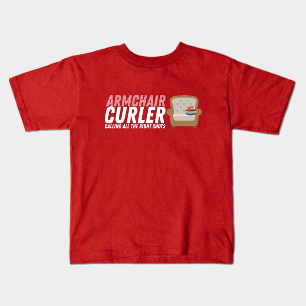 Curling - Armchair Curler - White Text Kids T-Shirt by itscurling